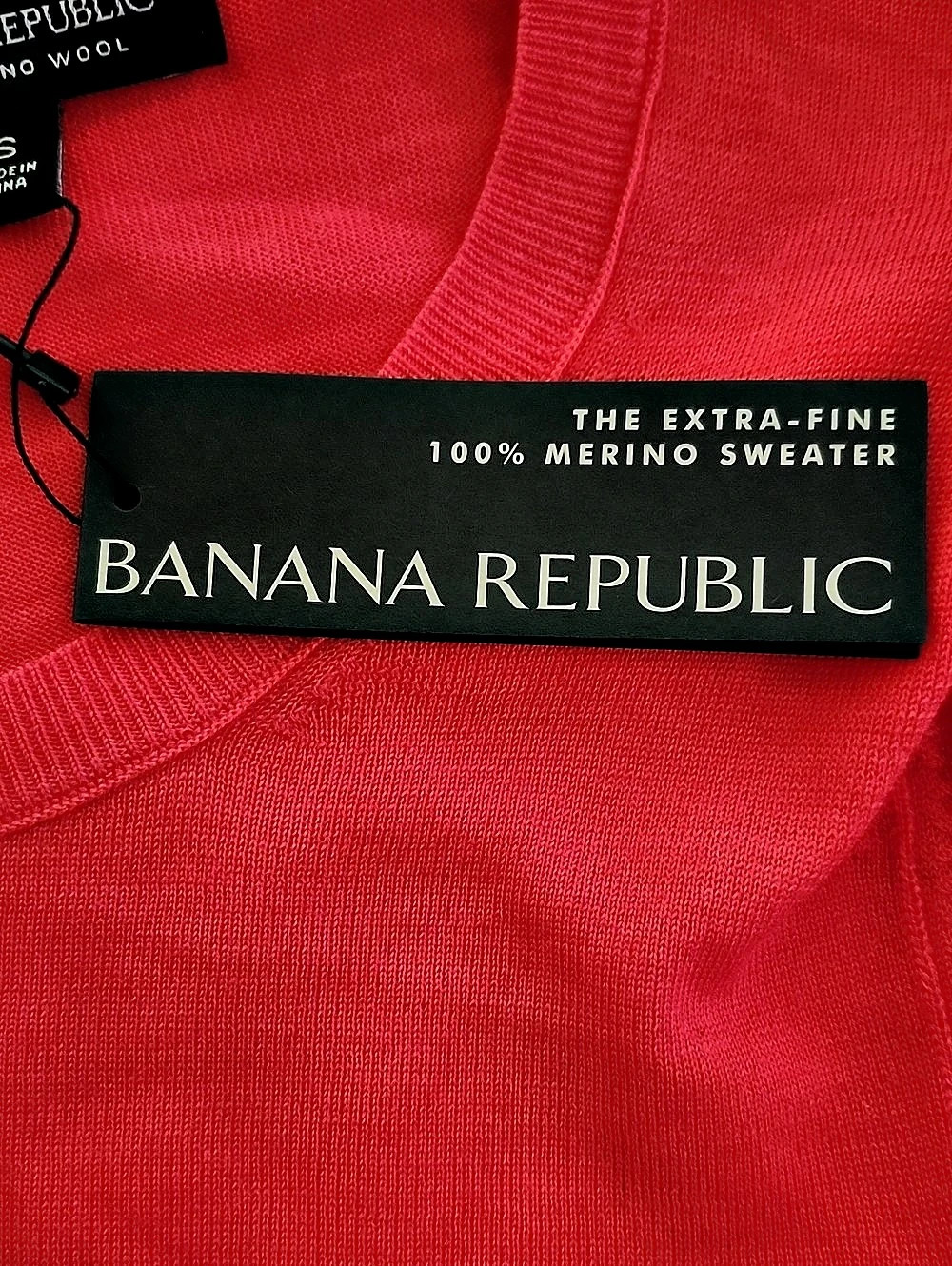 NWT Banana Republic 100% Merino Wool Elbow-Sleeve Sweater-Coral/Red - Picture 9 of 9